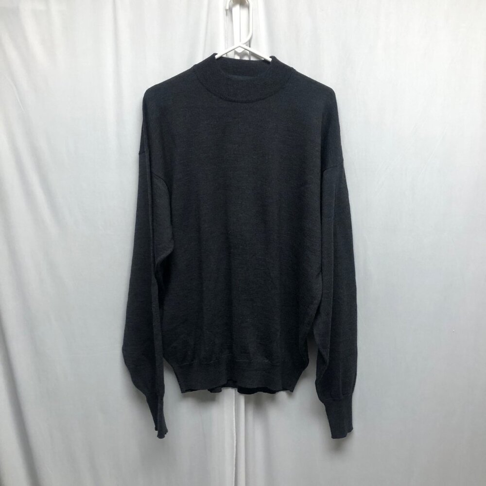 Time Pieces Mens Wool Sweater Size XXL Tall Gray Mock Neck Long Sleeve Pullover